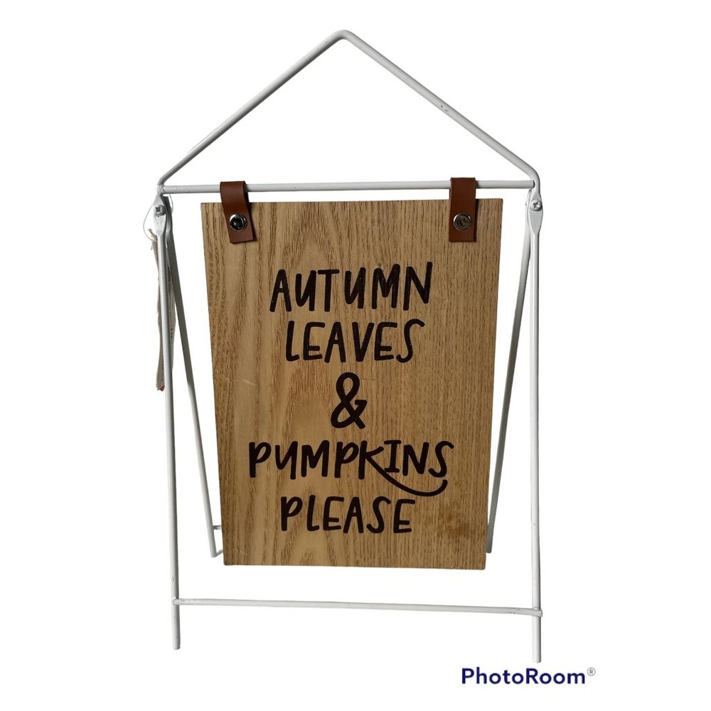 1 count Mini Reversible Sign wood and metal, autumn/fall